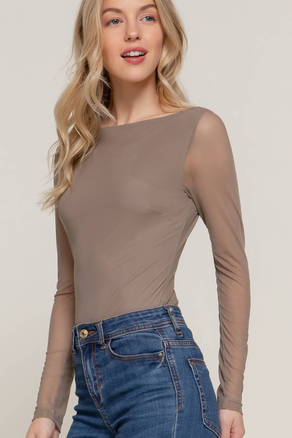 Boat Neck Mesh Bodysuit