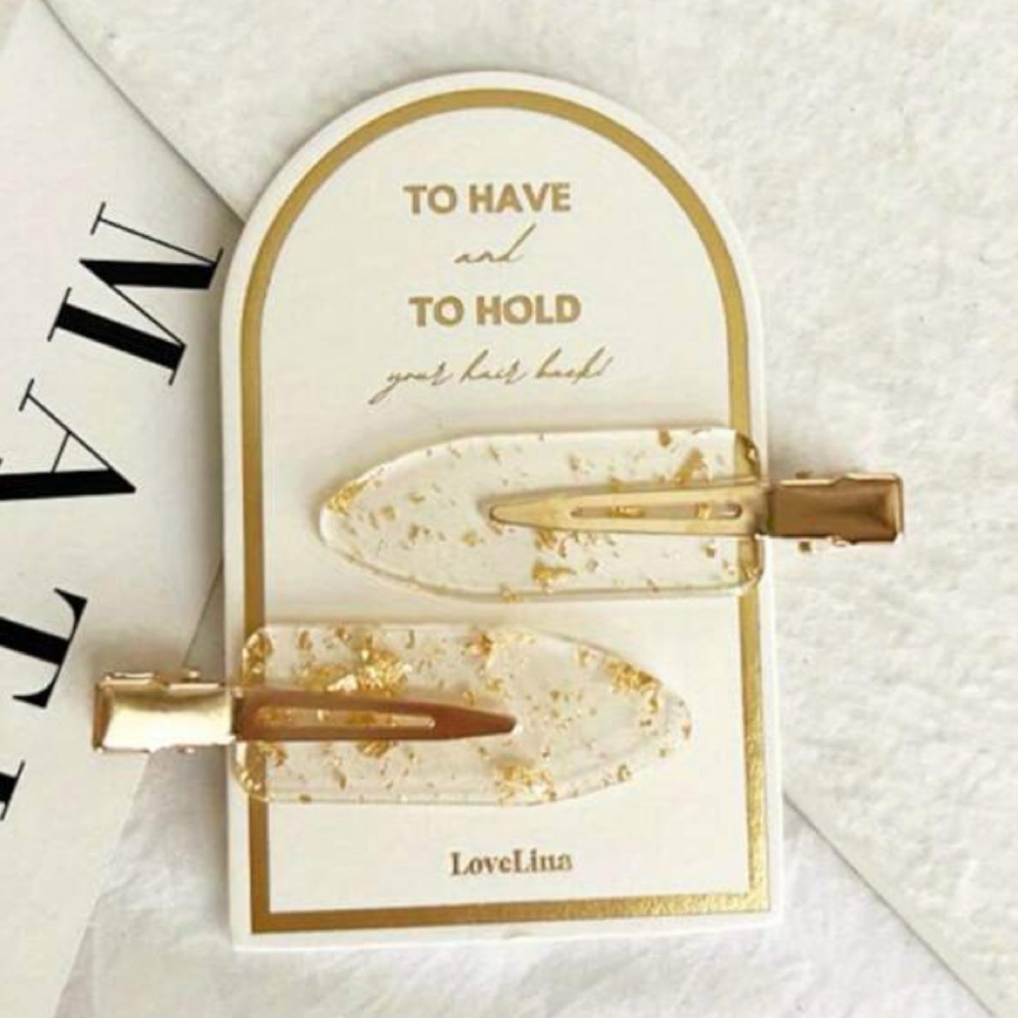 Gold flakes makeup clips
