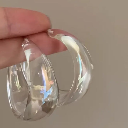 Clear Iridescent Hoops