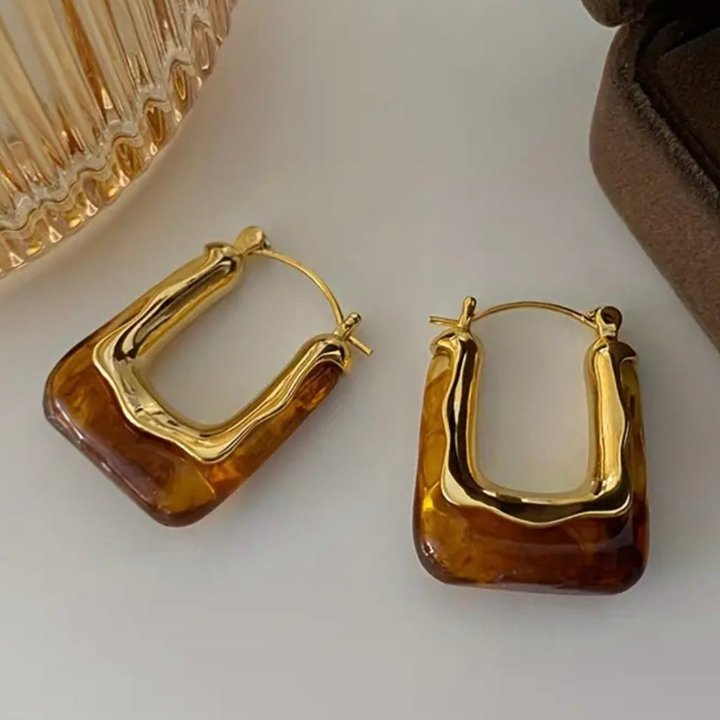 Square gem hoops