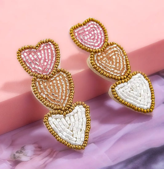 Triple Heart Earrings