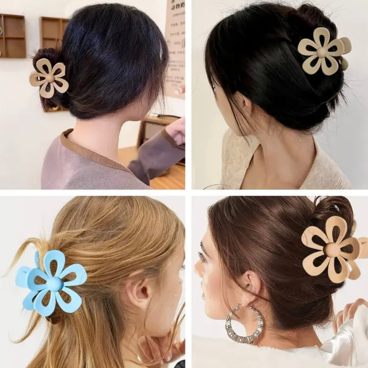 Open flower hair clips