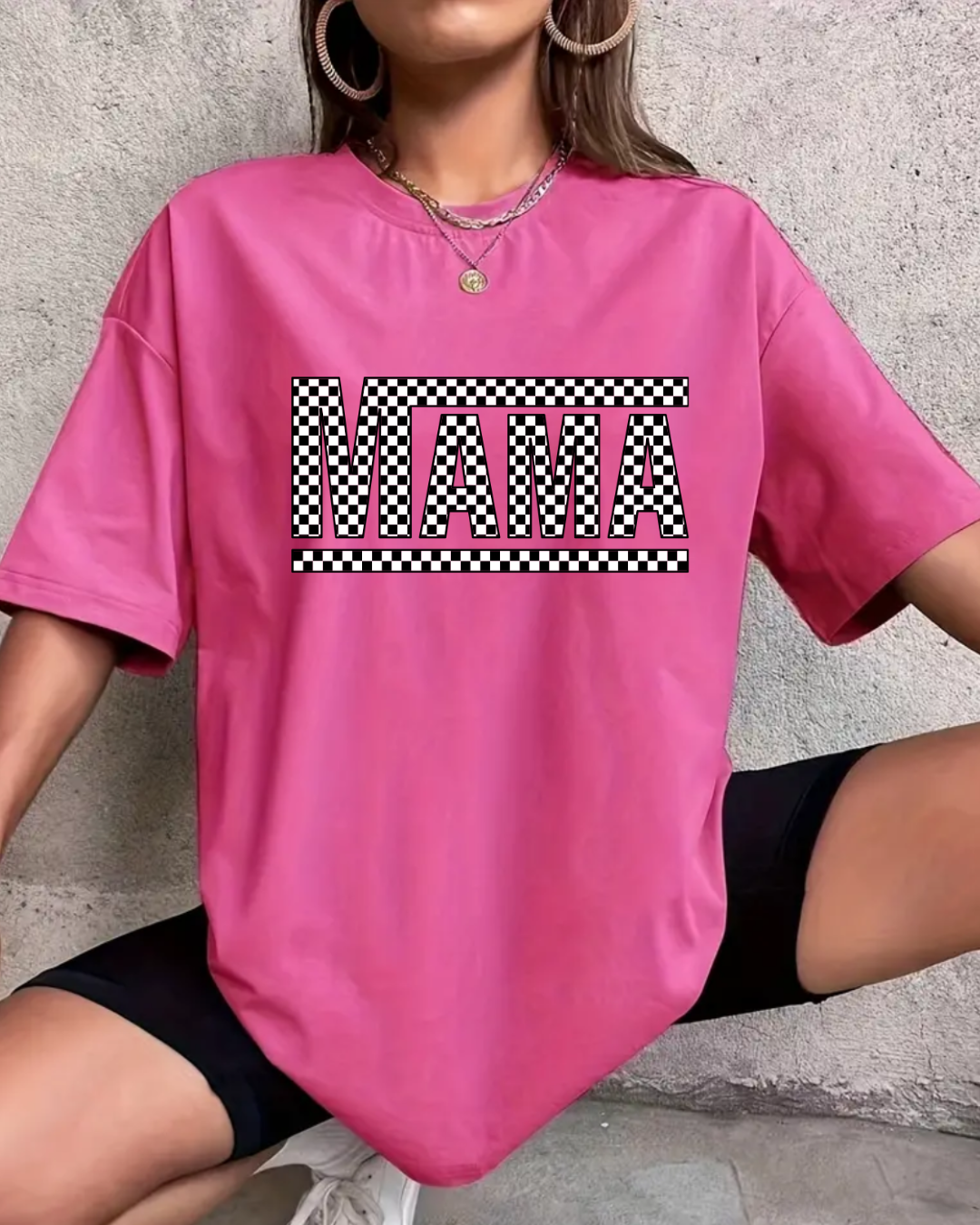 Checkered Mama Tee