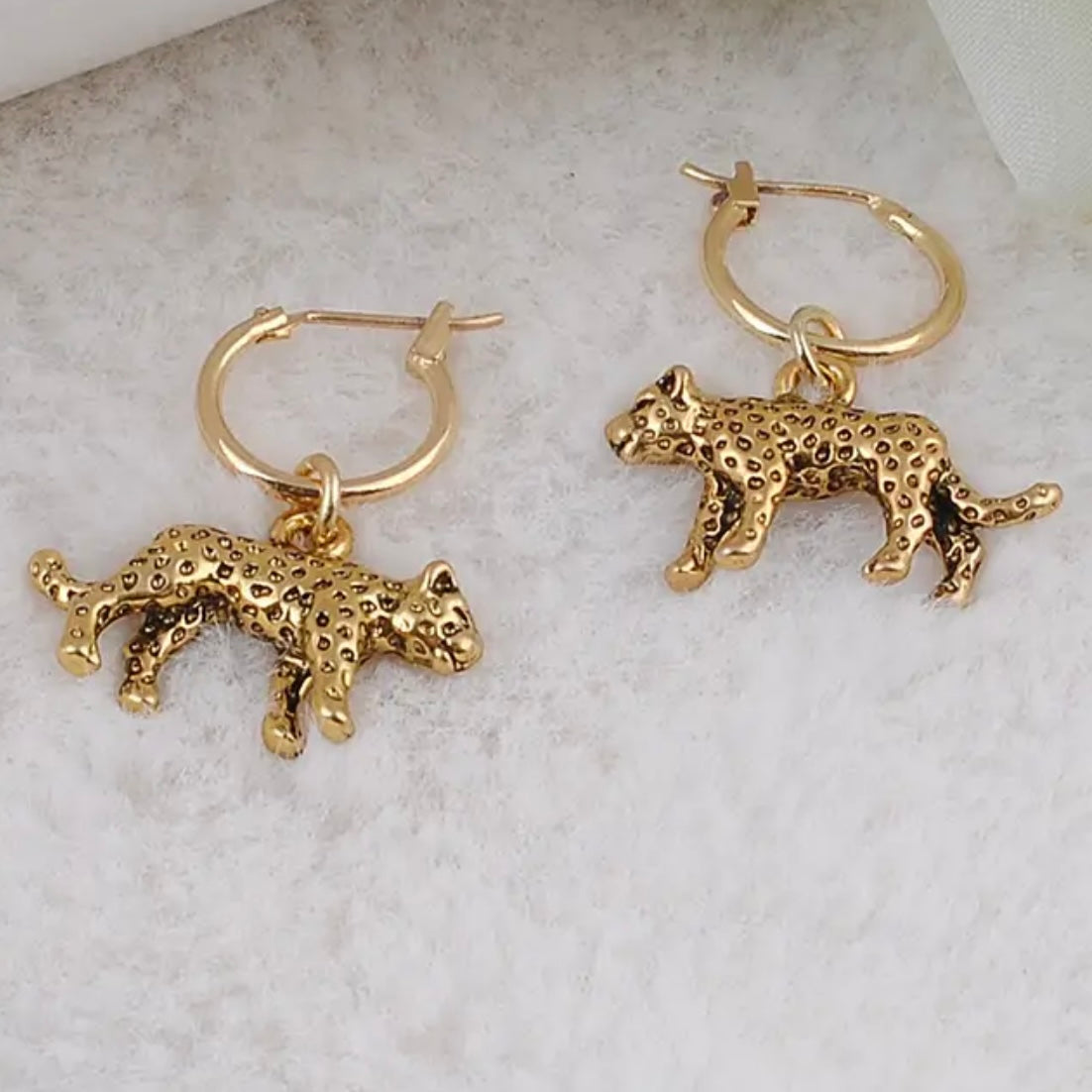 Leopard huggie earrings