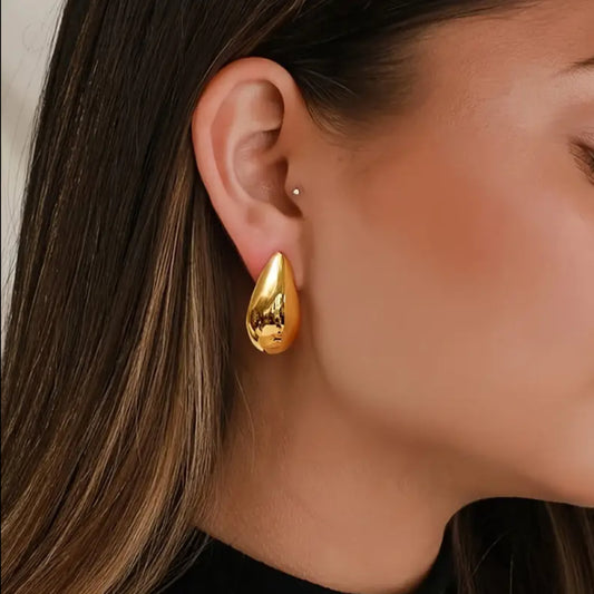 Large drop gold earrings