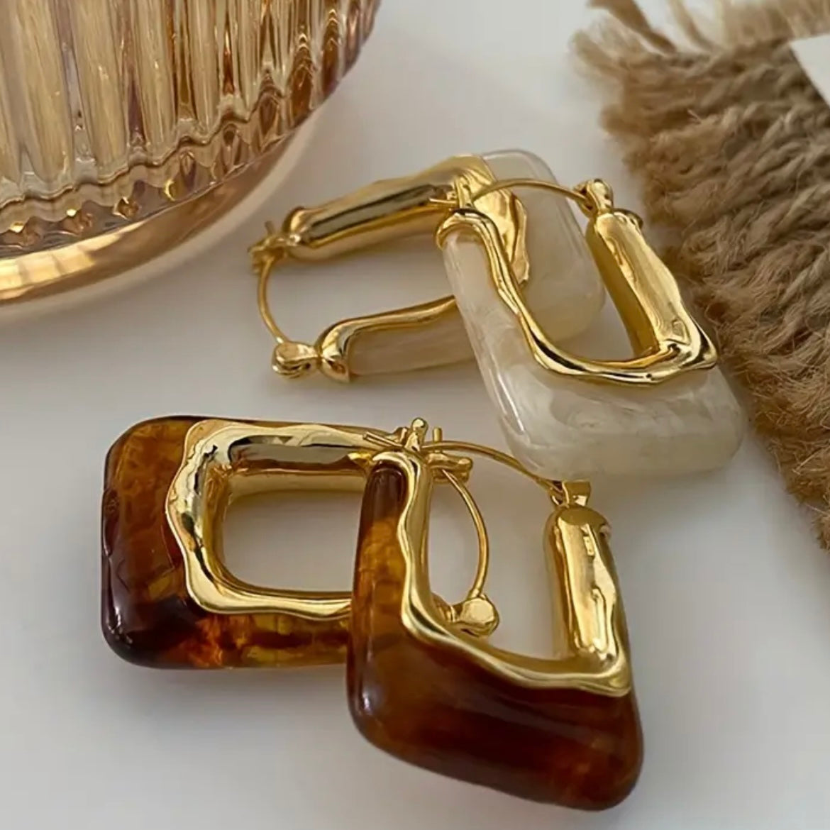 Square gem hoops