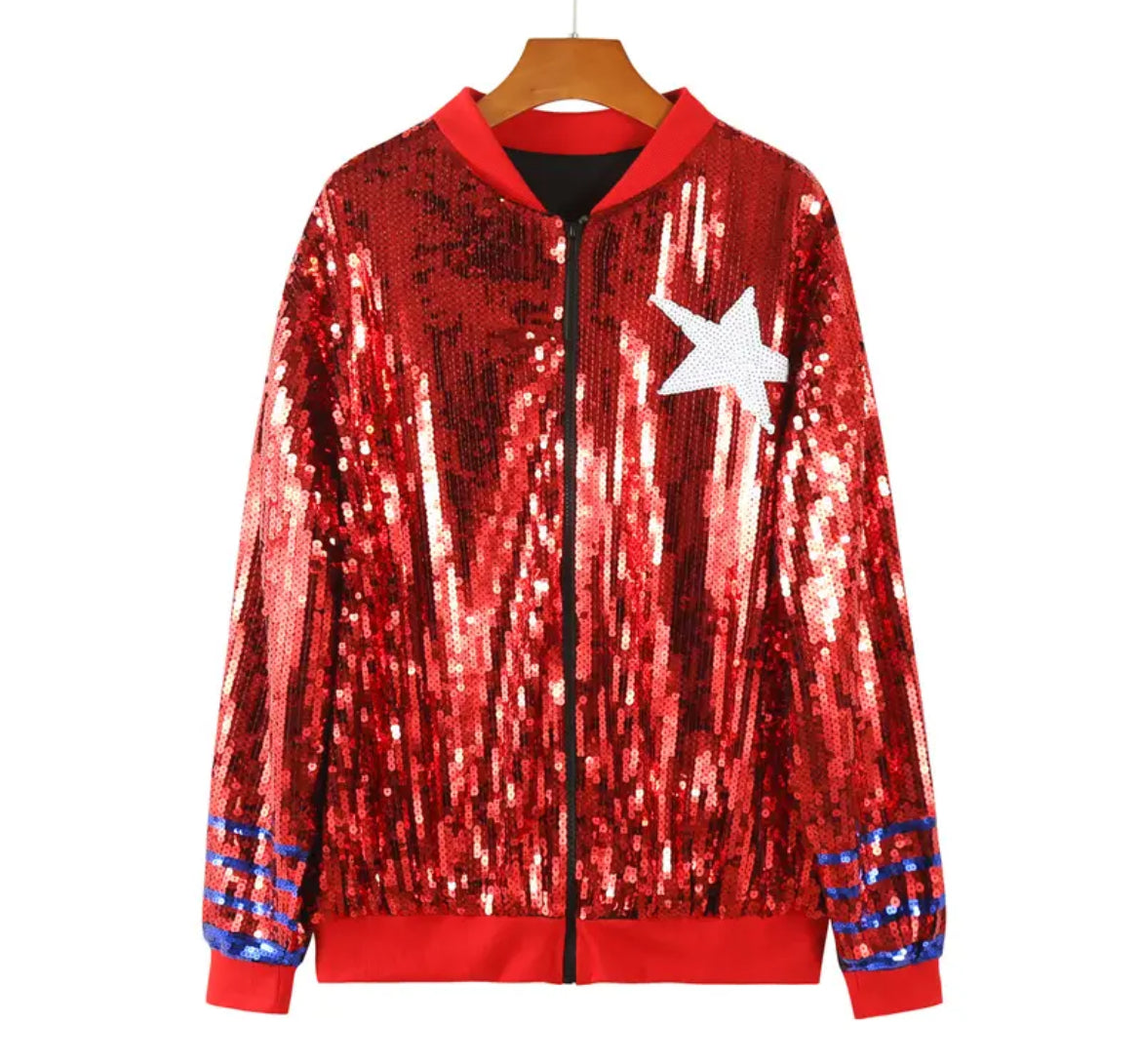 Texans sequin bomber jacket